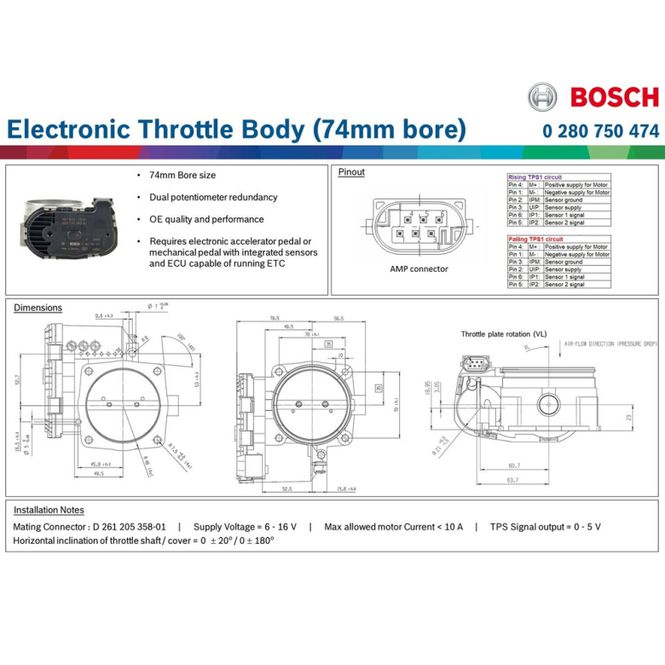 Hovedbilde Bosch Motorsport Gasspjeld 74mm