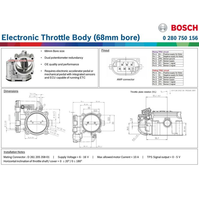 Hovedbilde Bosch Motorsport Gasspjeld 68mm